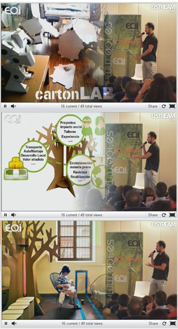 Imágenes tomadas durante la exposición de cartonLAB. Streaming.