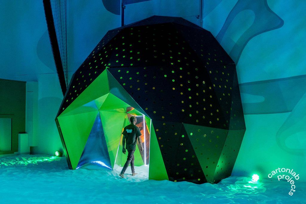 giant cardboard sphere for corporate event
