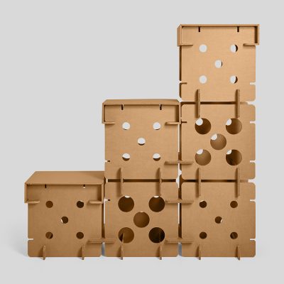 wino botellero de carton montaje reciclable escalonado