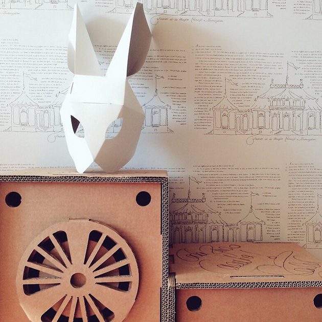 mascara conejo cartón plegada cartonlab