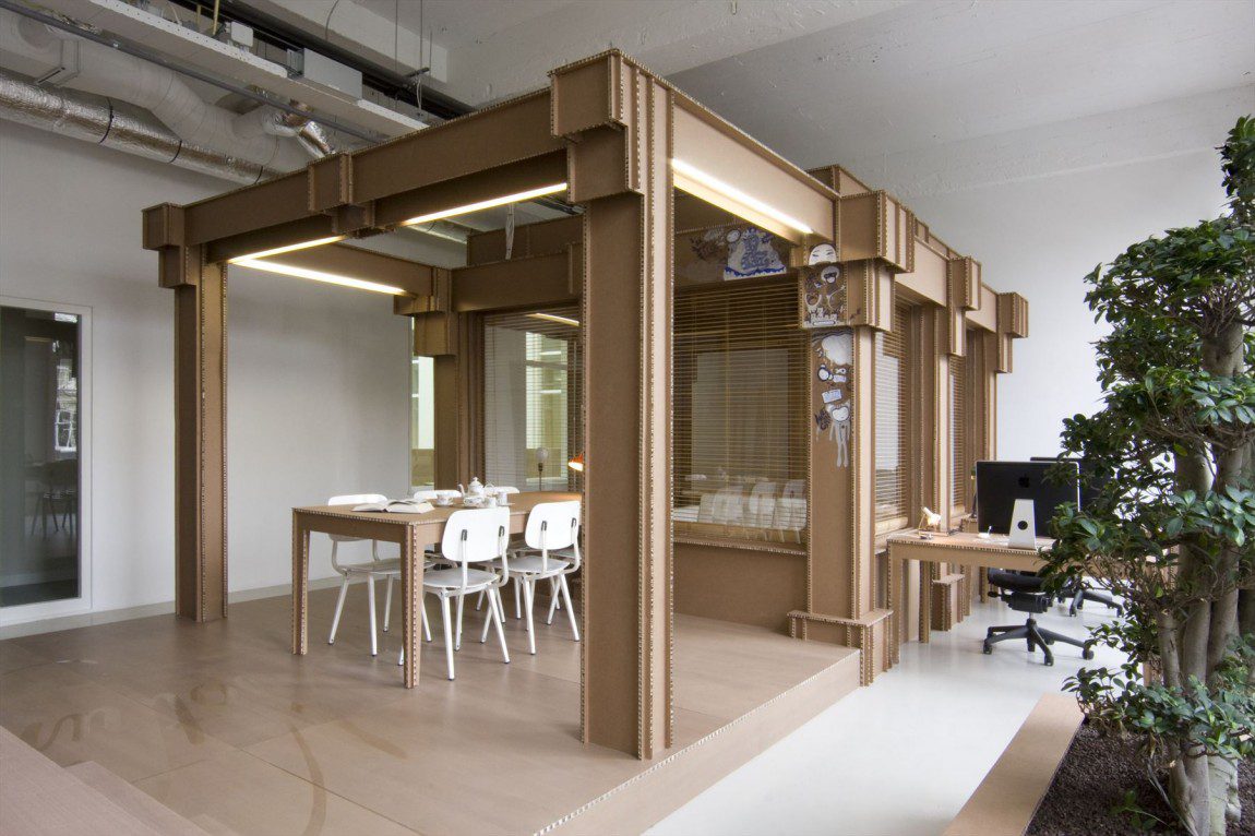 cardboard office nothing amsterdam agency diseño de espacios de trabajo en carton