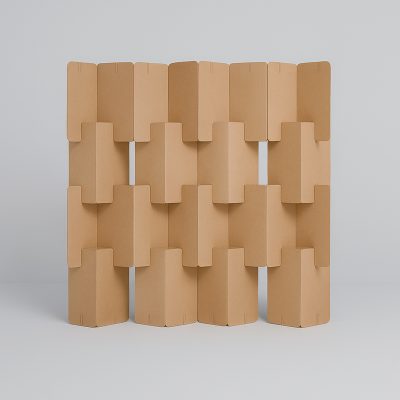 Biombo zigzag - Acabado kraft - Vista general pack completo