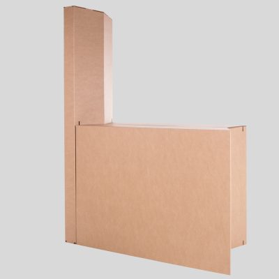 MIMOSA Mostrador con tótem - Acabado kraft - Vista principal