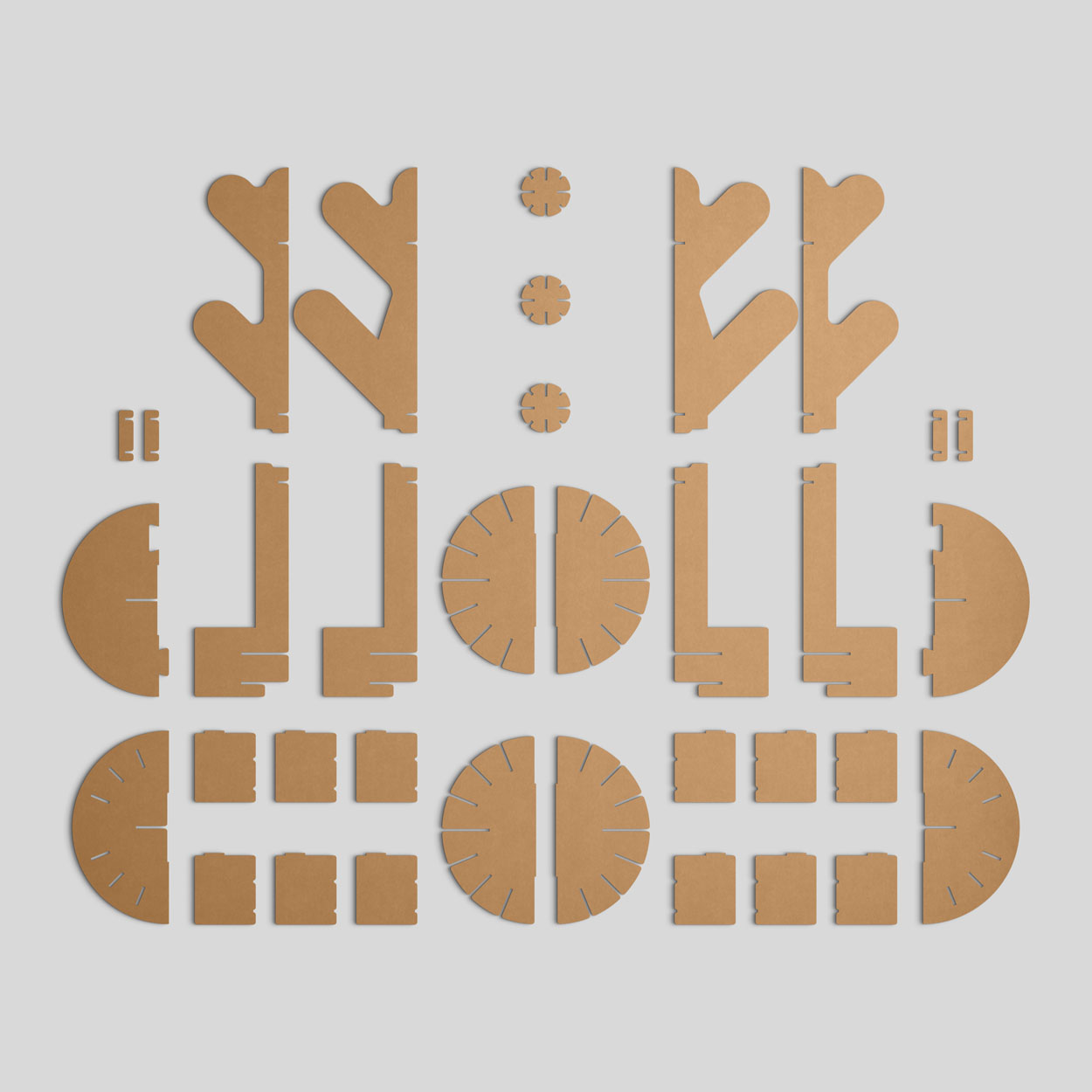 Árbol-banco de cartón paulownia - Acabado kraft - Despiece